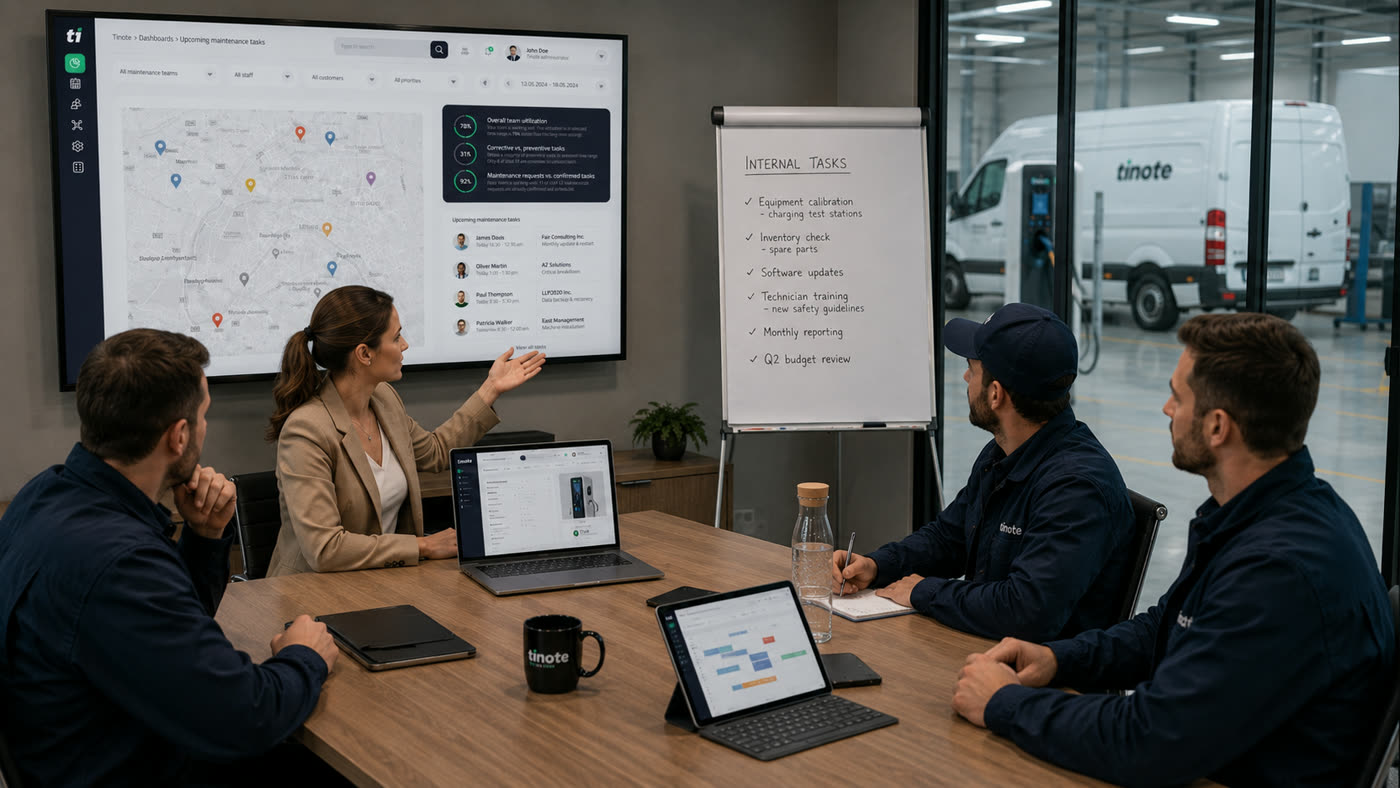 A TINOTE presentation in the meeting room of a manufacturing company