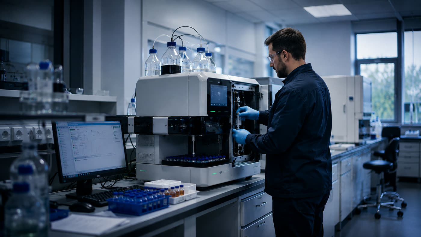 Checking a laboratory instrument against a checklist